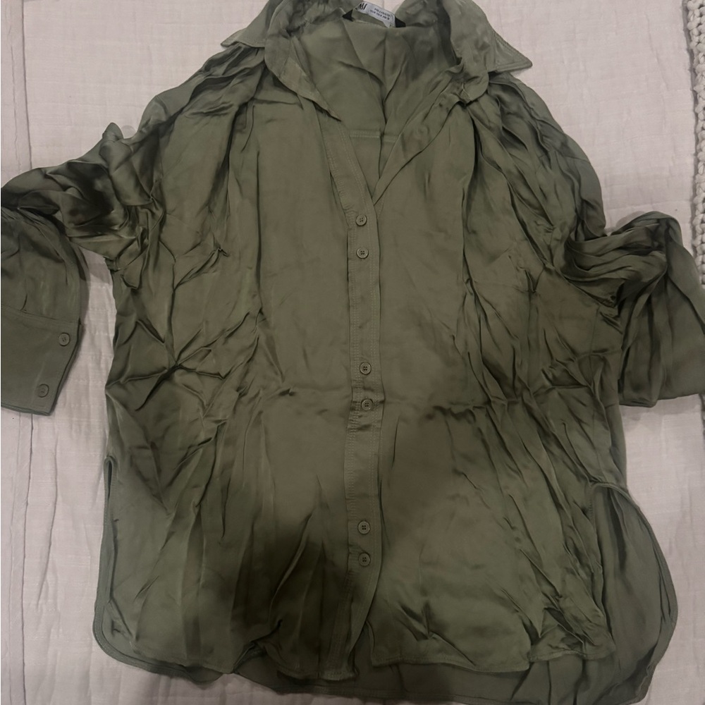 Zara Green Button Down Shirt